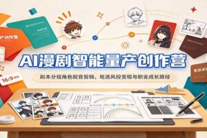 AI漫剧智能量产创作营:零基础剧本分镜角色配音剪辑全流程教程与变现路径