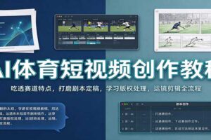 AI体育短视频创作全流程教程:从赛道认知到运镜剪辑,7节课带你从0到1跑通内容生产闭环
