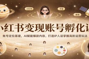 小红书变现账号孵化课完整教程:3天从0到1搭建高变现账号,AI赋能爆款内容与IP人设打造