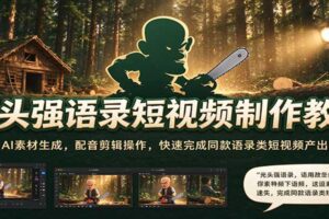 光头强语录短视频制作教程：AI素材生成+配音剪辑全流程实操，快速上手同款IP语录视频