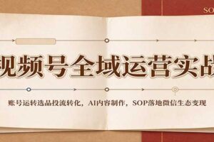 视频号全域运营实战：AI短视频制作+投流转化全链路SOP，从0搭建微信生态变现体系