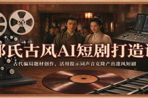 邵氏古风AI短剧制作教程：古代骗局题材创作+声音克隆+港风短剧全流程实操