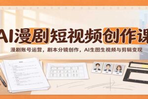 AI漫剧短视频创作课完整教程：从剧本分镜到AI生图变现全流程