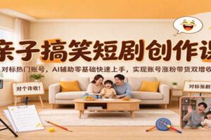 亲子搞笑短剧创作课：AI辅助零基础快速上手，对标爆款账号实现涨粉变现