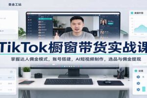 TikTok橱窗带货实战课：AI短视频+达人佣金模式，普通人也能快速上手