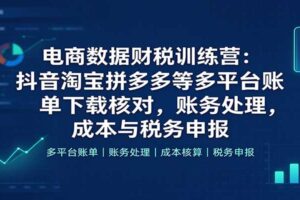 电商数据财税训练营：抖音淘宝拼多多多平台账单核对与账务处理实操教程