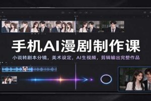 手机AI漫剧制作课全流程教程：小说转剧本、美术设定、AI生视频到剪辑输出