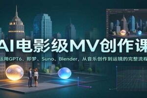 AI电影级MV创作课:GPT6+即梦+Suno+Blender全链路教程,从0到1打造电影质感MV