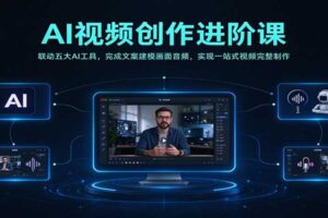 AI视频创作进阶课：联动五大AI工具，一站式完成文案建模画面音频全链路制作