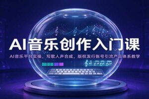 AI音乐创作入门课：九大平台实操+写歌合成人声+版权发行+0粉引流变现全攻略