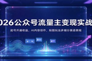 公众号流量主变现实战课：AI内容创作+多平台自媒体收益，从0到1跑通全流程