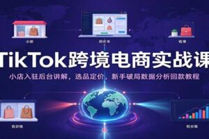 TikTok跨境电商实战课：小店入驻到回款全流程教程，新手选品定价与数据分析一网打尽