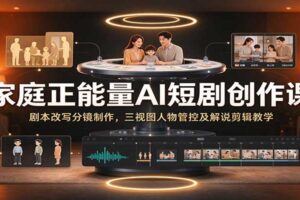 AI短剧创作教程:家庭正能量短剧从剧本改写到三视图人物锁定的全流程实操课