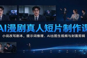 AI漫剧真人短片制作课：小说改写剧本、提示词推理、AI出图生视频与封面剪辑全流程教程