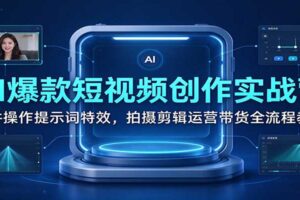AI短视频创作全流程教程：提示词+特效+剪辑+带货一站式实战课