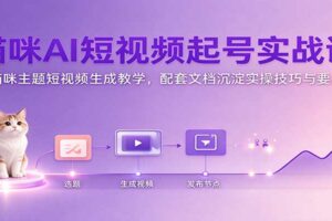 猫咪AI短视频制作教程:3节课零基础起号实战课,AI生成萌宠视频全流程教学