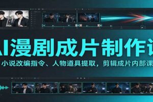 AI漫剧成片制作课全流程教程:小说改编、人物道具提取与剪辑一站式搞定