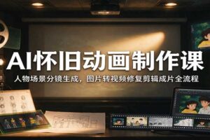AI怀旧动画制作全流程教程：人物分镜生成到图片转视频修复剪辑成片