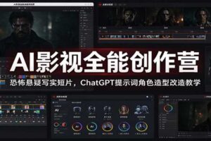 AI影视全能创作营教程：恐怖悬疑写实短片+ChatGPT提示词+角色造型改造全流程教学
