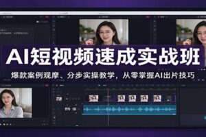 AI短视频速成实战班:5大模块+客户案例,零基础掌握AI出片技巧