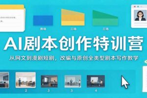 AI剧本创作特训营完整课程：网文漫剧短剧全类型改编与原创写作教学