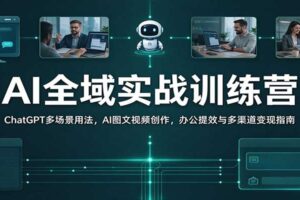 AI全域实战训练营：ChatGPT多场景用法与AI图文视频创作，办公提效与多渠道变现全攻略