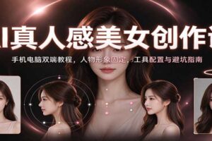 AI真人感美女创作课：手机电脑双端教程，人物形象固定与避坑指南（全新完整版）